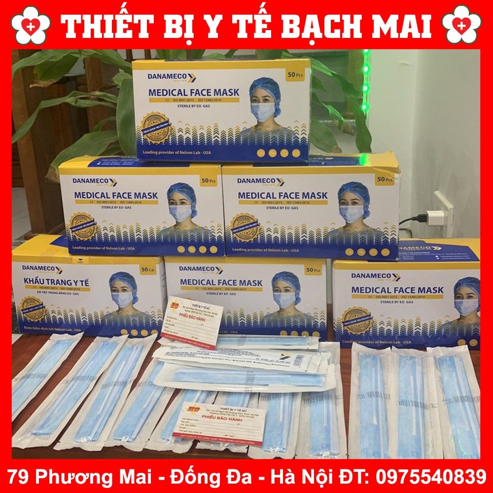 Khẩu Trang Y Tế Danameco Đã Tiệt Trùng CAO CẤP 3 Lớp [Hộp 50 Cái]