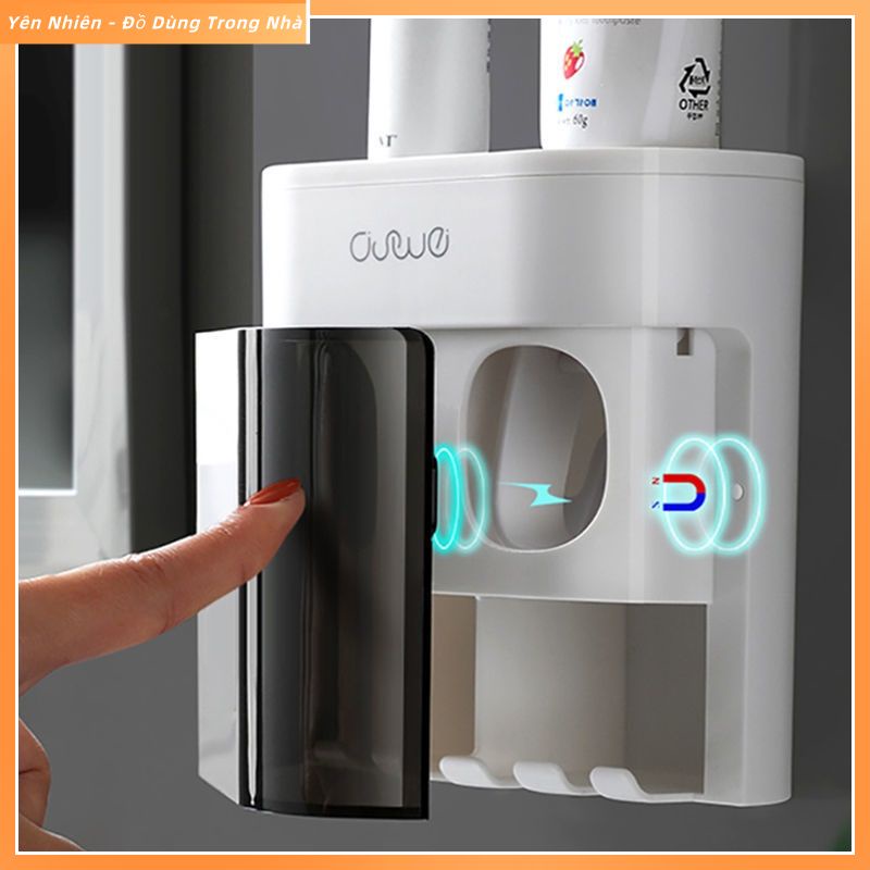 Nắp bàn chải đánh răng Giá đỡ chống bụi Treo tường Máy phân phối kem đánh răng tự động
