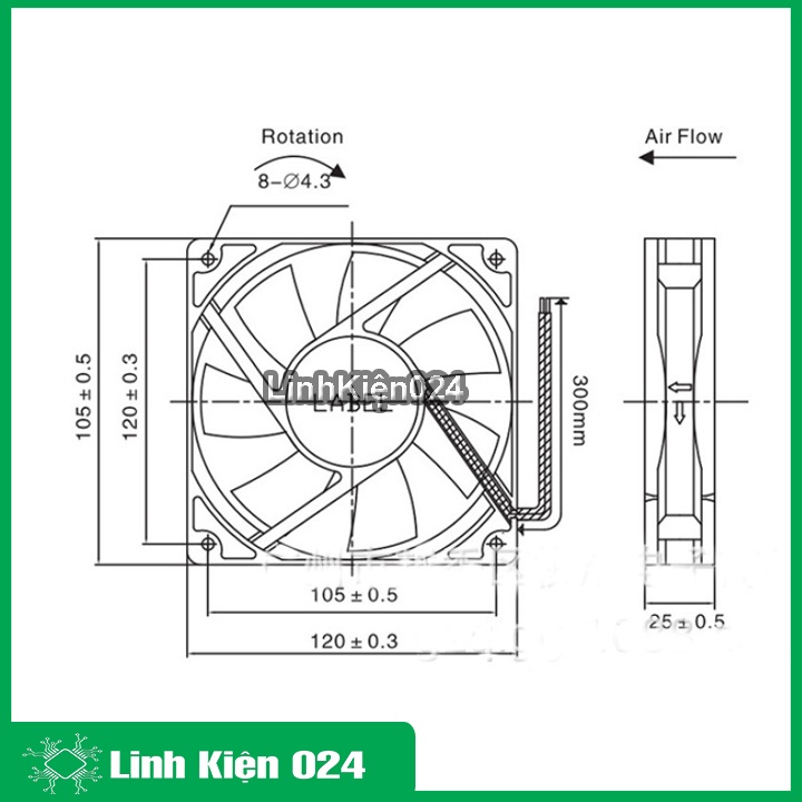 Quạt Tản Nhiệt Brushless 12025 12x12x2.5cm