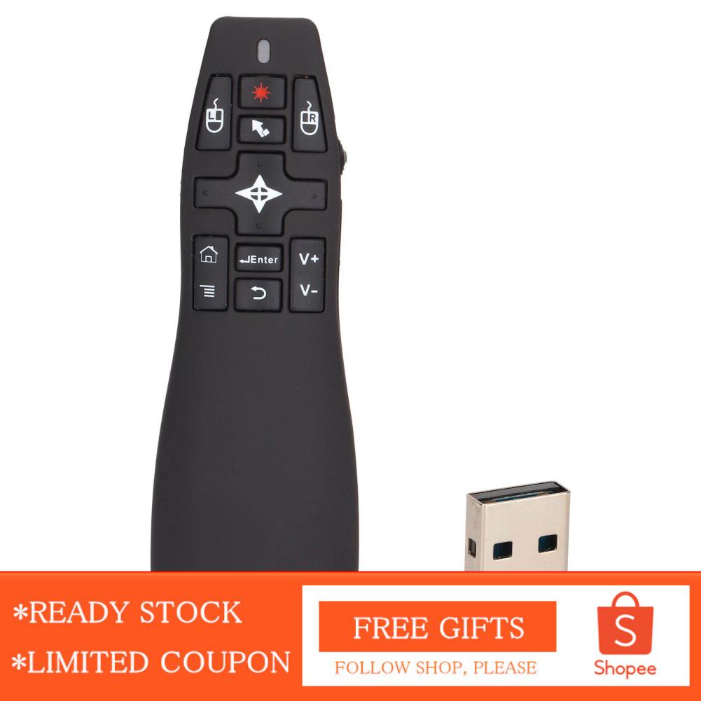 Alwaysonline Presentation Clicker USB 2.4GHz with Air Mouse Function Smoothly Operation Wireless Presenter Remote Control for Meeting