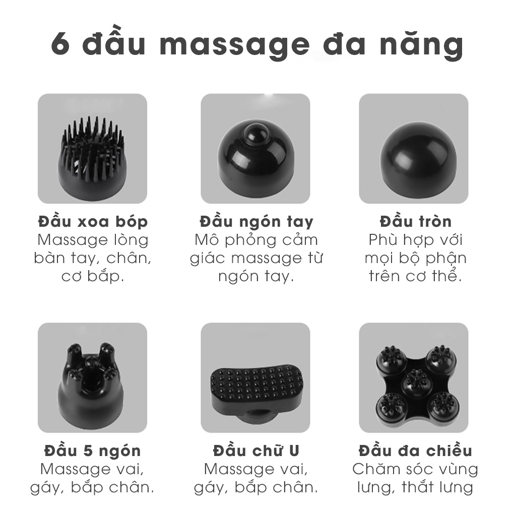 Máy đấm lưng massage cầm tay 6 đầu thay thế phiên bản cao cấp nhất 2022 - BẢO HÀNH 12 THÁNG