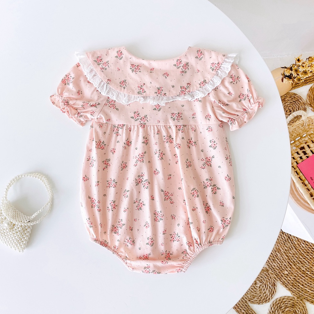 Sanlutoz Bộ Áo Liền Quần Ngắn Tay In Hoa Cho Bé Gái Sơ Sinh