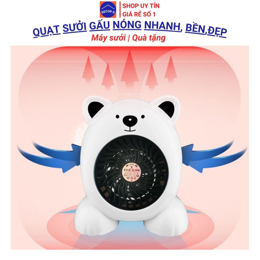 Quạt sưởi_Máy sưởi mini Gấu mùa đông ấm nhanh, công suất lớn, tự ngắt khi nghiêng, chạy cực êm – Văn phòng, phòng ngủ