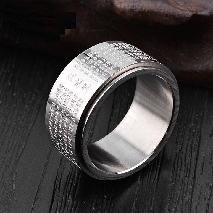 Nhẫn Nam Khắc Chú Đại Bi Titan Không Đen TT 1290