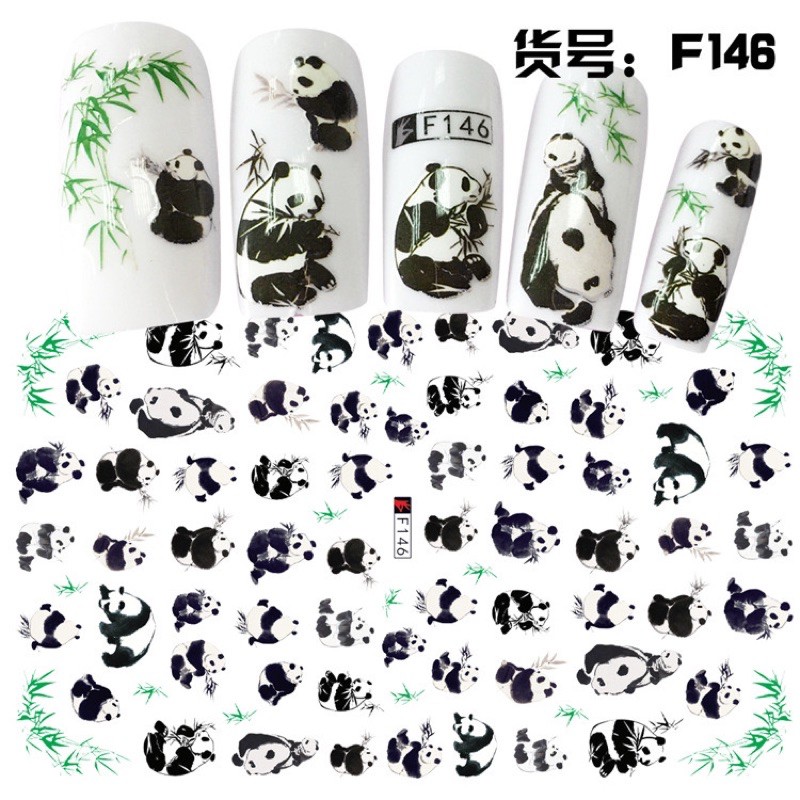 Sticker hoạ tiết chú gấu panda dễ thương,hình dán móng tay hoạ tiết chú gấu panda dễ thương trang trí móng tay nail