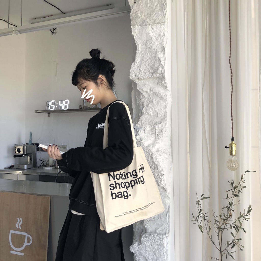 Túi tote vải canvas Notting hill form đáy vuông ulzzang hàn quốc