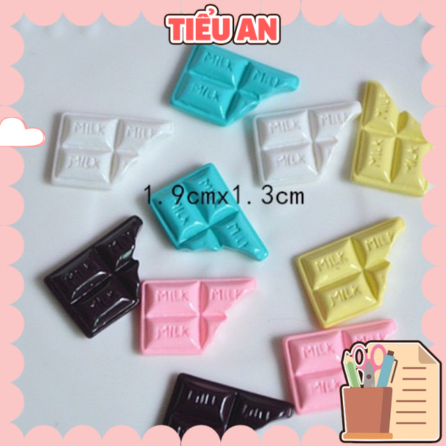 Charm (C135) slime/ Dụng Cụ Charm Trang Trí [Ko Keo &amp; Nút] Hình Thỏi Socola (1.9x1.3 cm)