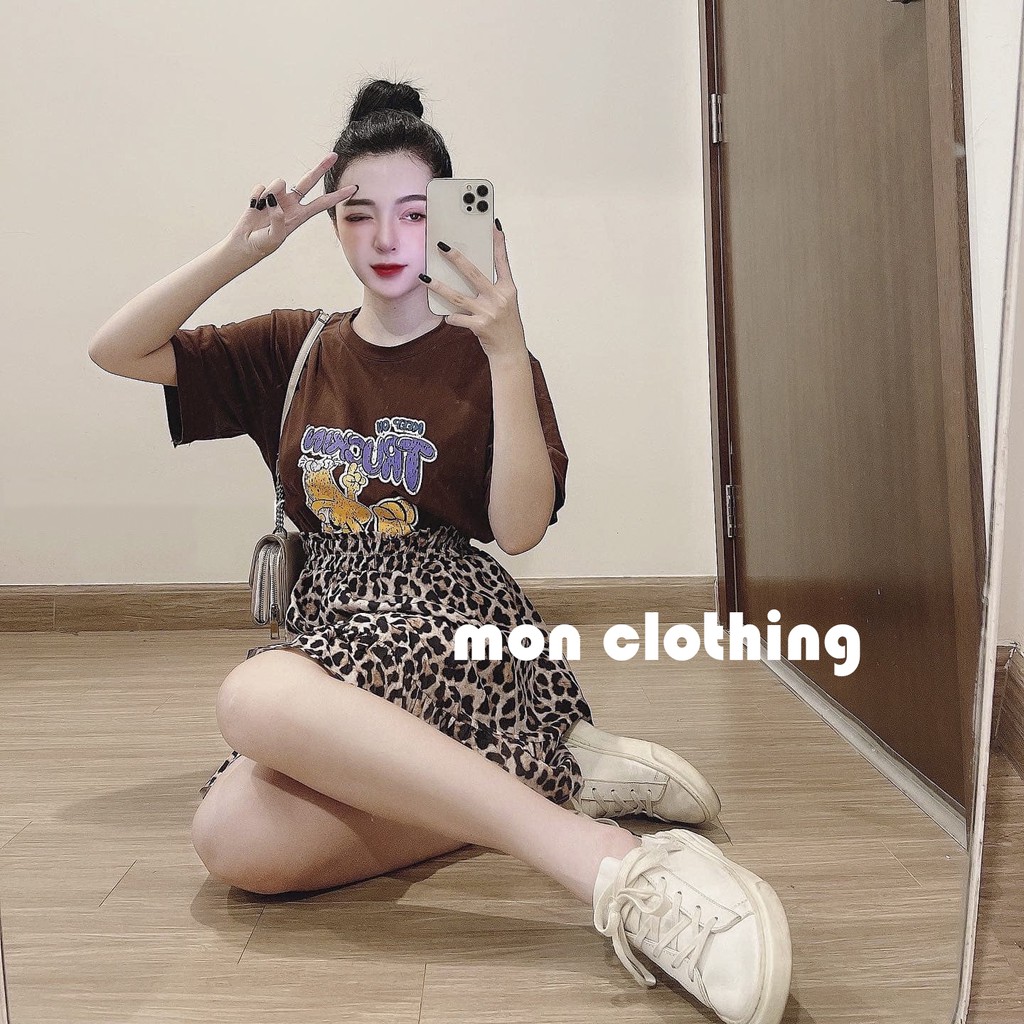 Set Váy Áo Hoạt Hình Chân Váy Báo Họa Tiết 2 Lớp Cao Cấp Full Size S M L | BigBuy360 - bigbuy360.vn