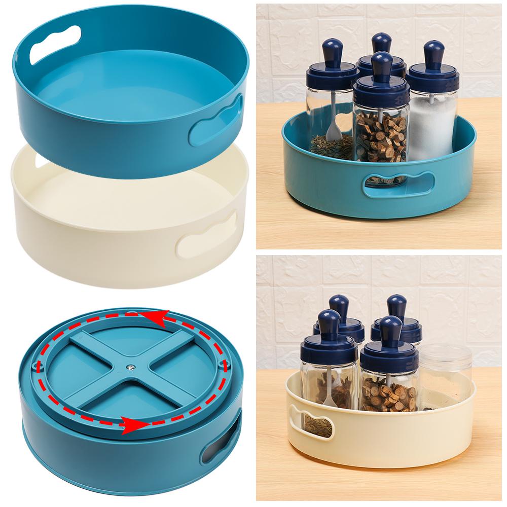 ♫DAPHNE♫ Home Seasoning Storage Box Creative Design Cosmetic Organizer Lazy Storage Tray Kitchen Tool Bathroom Anti-slip Multi-functional 360 Degree Rotatable/Multicolor