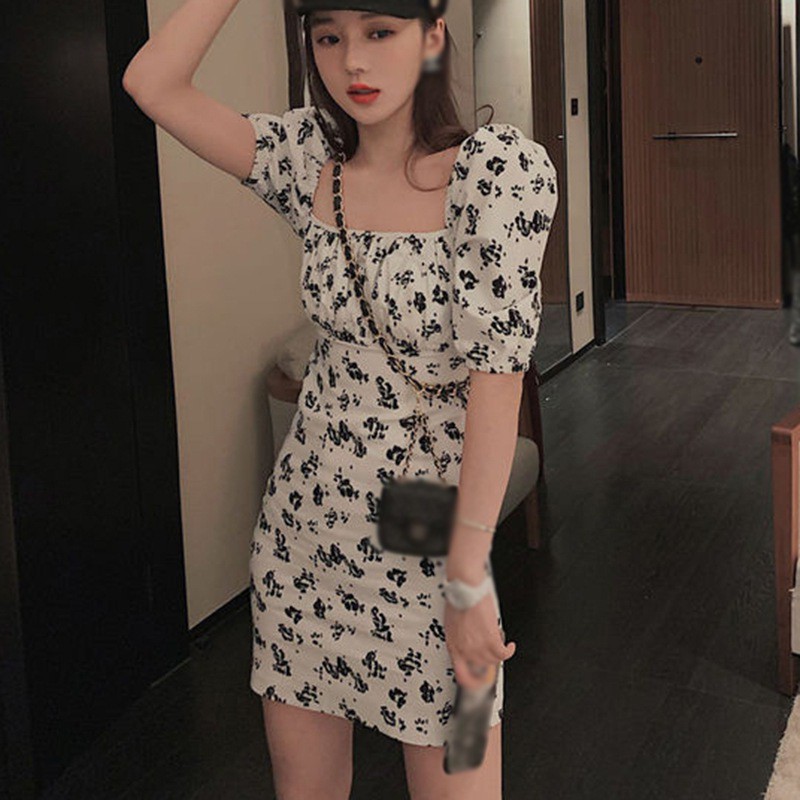 Đầm Nữ Tay Ngắn Kiểu Dáng Vintage Thời Trang Quyến Rũ