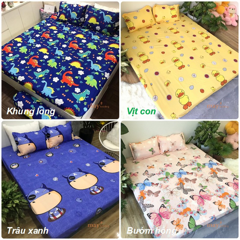 Bộ ga giường bọc nệm May Bedding ra trải giường May bedding m6 hoặc m8 kèm 2 vỏ áo gối poly cotton | BigBuy360 - bigbuy360.vn