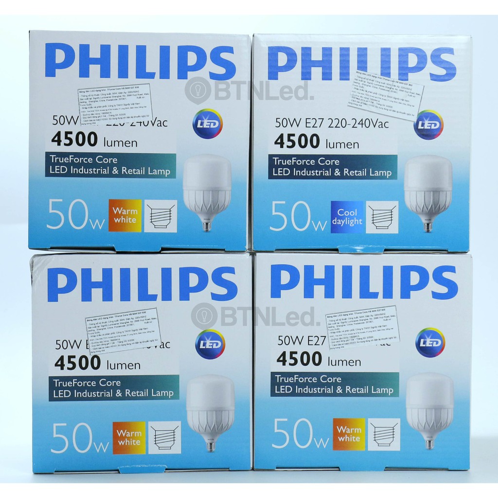 Bóng PHILIPS LED Bulb trụ 50W E27 - [HÀNG CHÍNH HÃNG] - Tiết kiệm điện, chất lượng ánh sáng cao