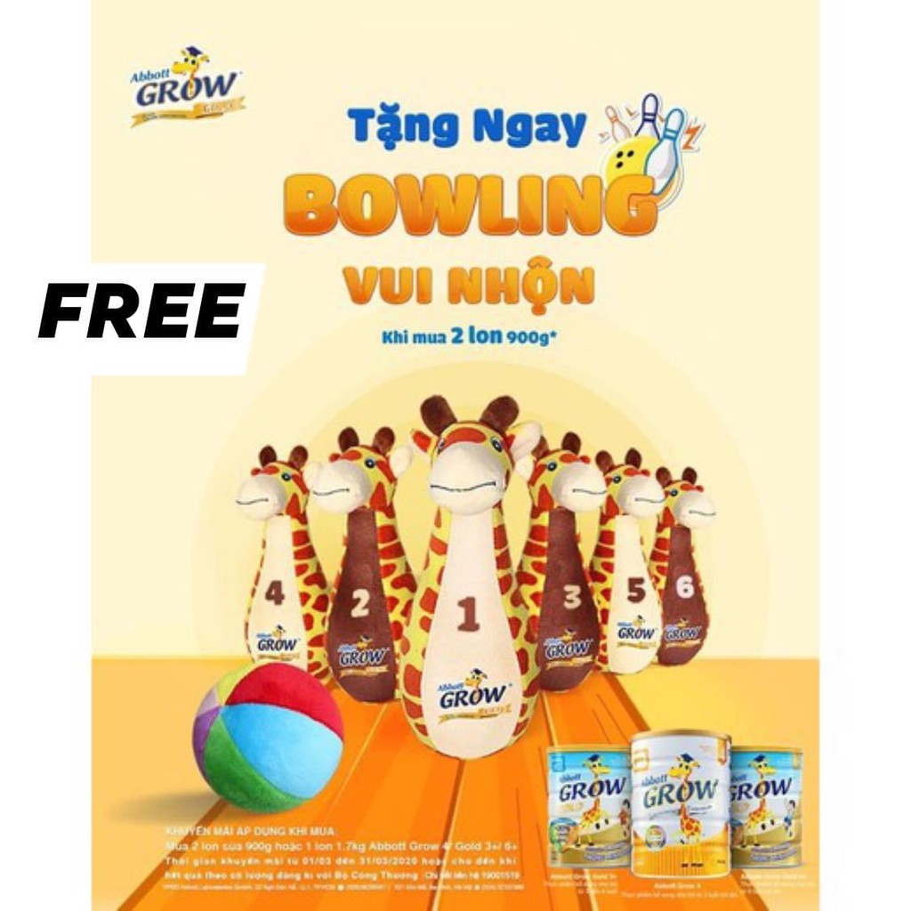 [ Giá Hủy Diệt ] [Tặng quà Bowling vải] Sữa bột pha sẵn Abbott Grow gold vani 180ml ( 1 thùng 48 hộp).