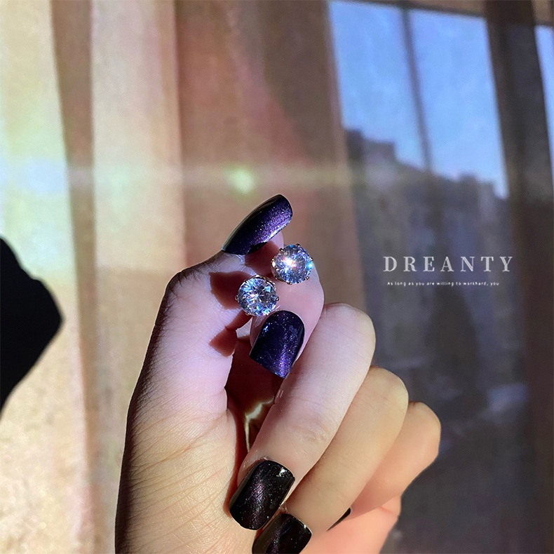 Bông Tai Mạ Bạc Đính Đá Zircon Cỡ Nhỏ Phong Cách Hàn Quốc Độc Đáo Thời Trang Cho Nữ