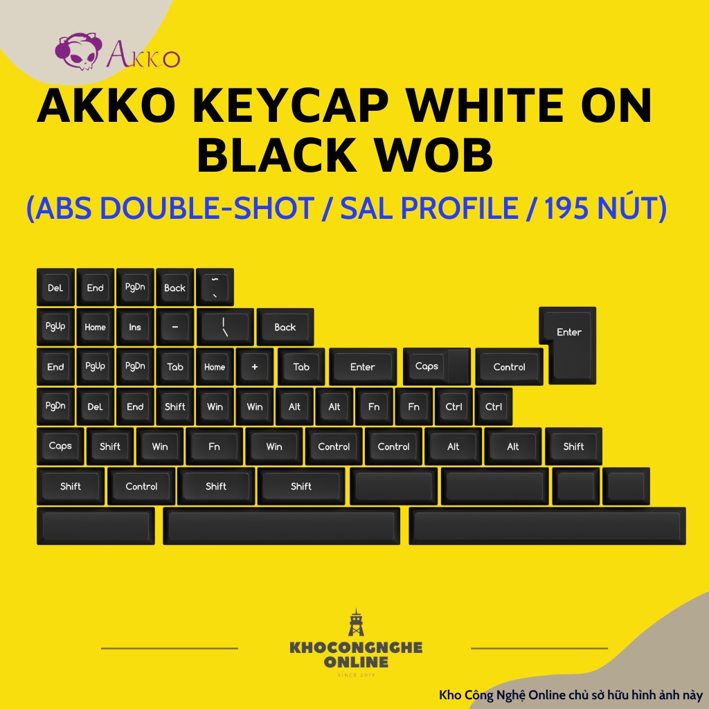 Bộ keycap cho bàn phím cơ AKKO White on Black WoB