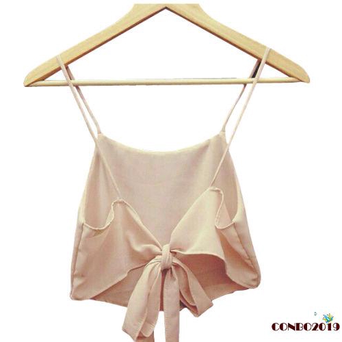 Áo hai dây hở lưng trang trí buộc nơ xinh xắn cho nữ