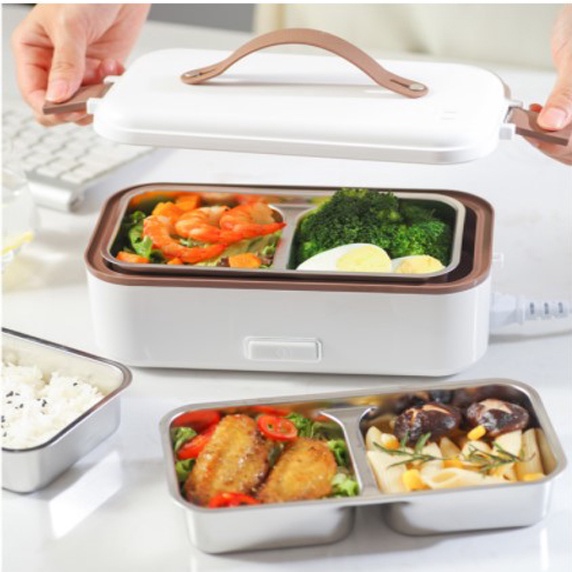 Hộp cơm cắm điện văn phòng, giữ nhiệt đồ ăn 2 tầng kèm 4 bát inox - hâm nóng thức ăn dễ dàng - K1265