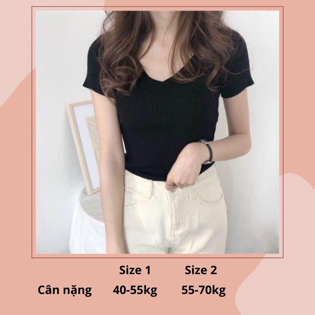 Áo len tăm bigsize hàng Quảng Châu cổ tim cộc tay - Loại 1 AT150 | BigBuy360 - bigbuy360.vn