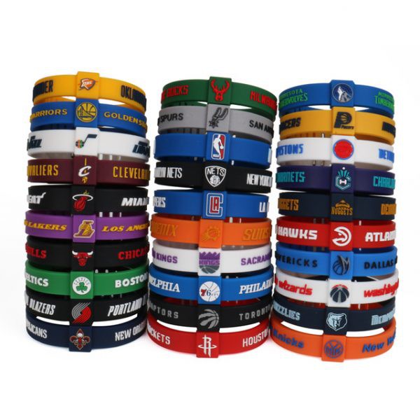 Vòng tay bóng rổ NBA team bấm Có Thể Điều Chỉnh dây silicone bền đẹp Celtics Lakers Chicago Bulls Golden State Warriors/