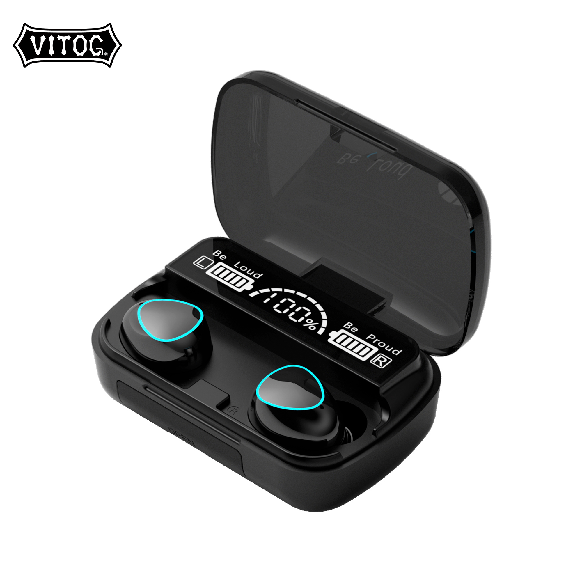 Tai Nghe TWS Vitog M10 3500mah Kết Nối Bluetooth Không Dây Âm Thanh Nổi Điều Khiển Cảm Ứng Không Thấm Nước Màn Hình LED