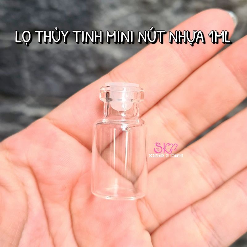Set 50 hũ thủy tinh 1ml mini nút nhựa