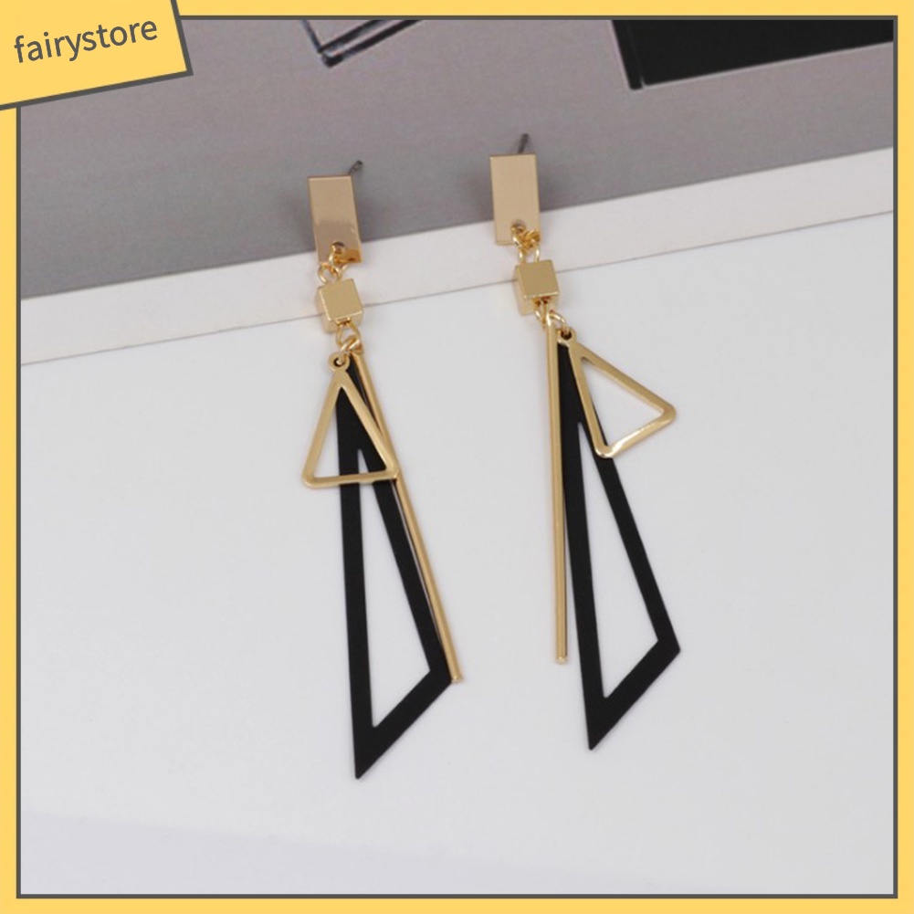 Bông tai dáng dài mặt hình tam giác cho nữ