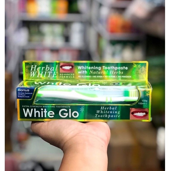 Kem Đánh Răng Thảo Mộc White Glo Herbal Whitening Toothpaste With Natural Herbs 150g