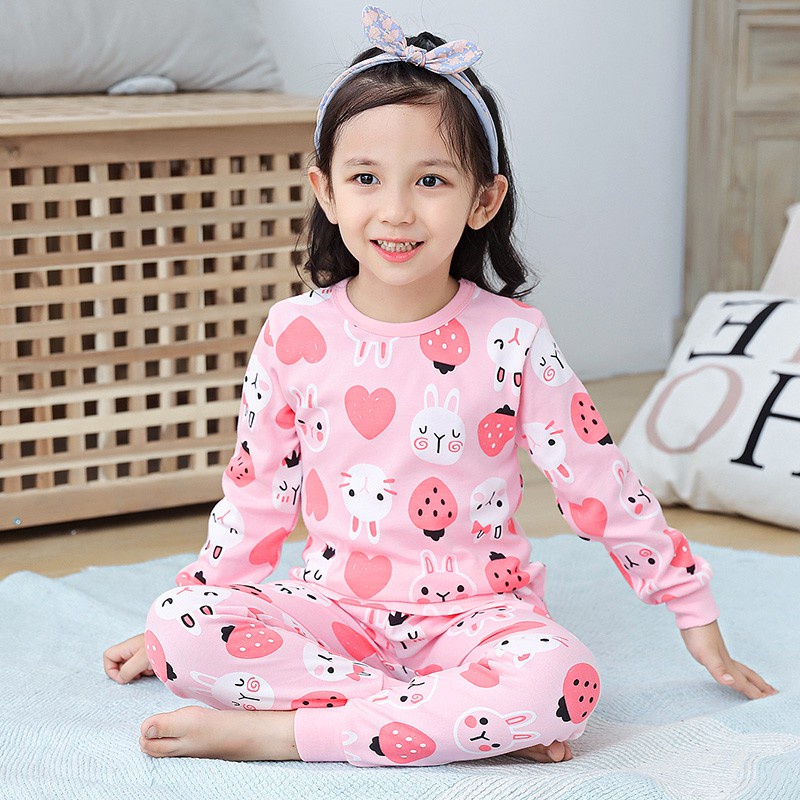 Bộ Đồ Ngủ Pijama Tay Dài Chất Cotton Thời Trang Xuân Thu Cho Bé 100-160cm