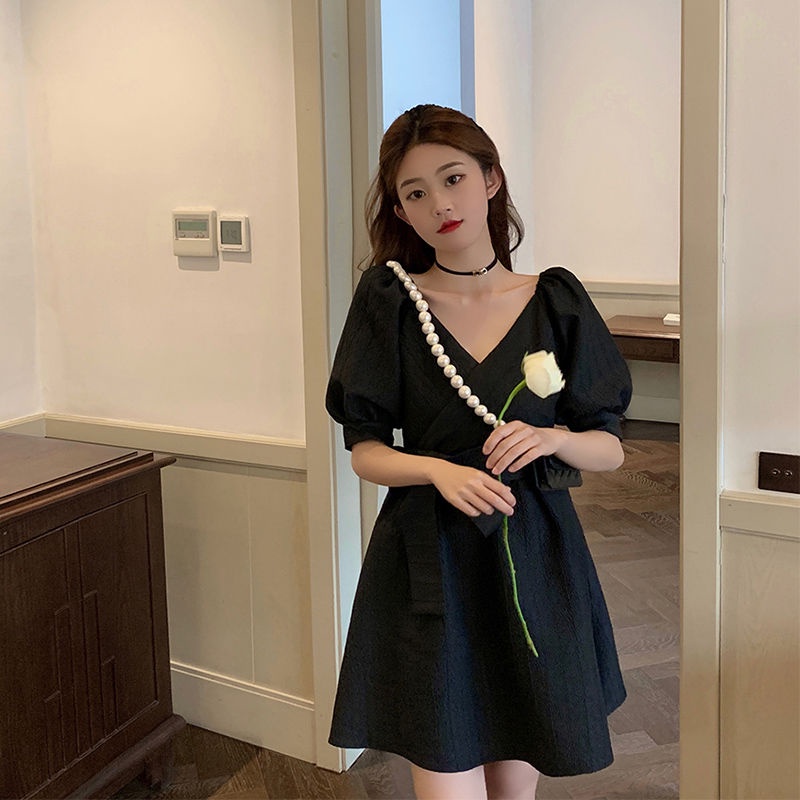 2022 Mùa Hè Mới Pháp retro Pháp Thắt Nơ Váy Phụ Nữ