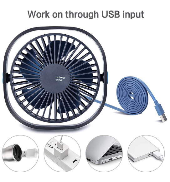 Quạt làm mát để bàn Xiaomi 3Life ba tốc độ cáp USB có thể điều chỉnh xoay 360 cho văn phòng / hộ gia đình / đi ô tô