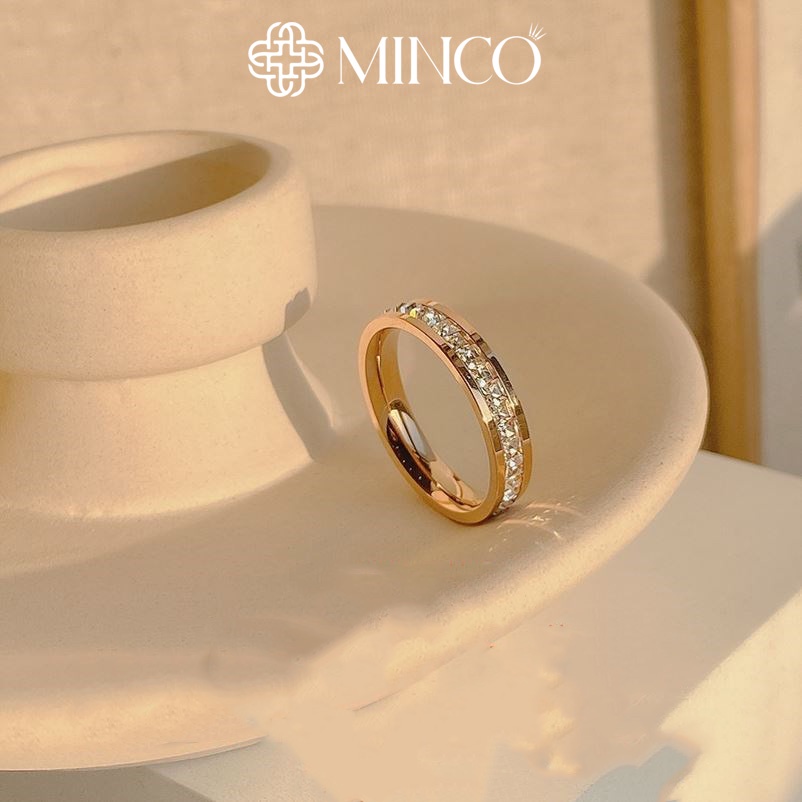 Nhẫn nữ đính đá Minco Accessories viền gắn hàng đá lấp lánh thời trang phụ kiện thời trang Hàn Quốc NT67