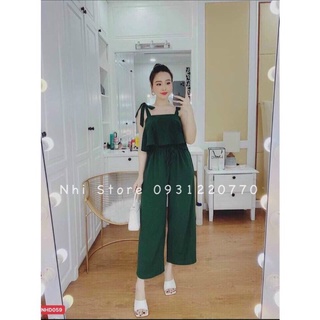 Set Bộ Kiểu Nữ NHISTORE Bộ Sét Chất Đũi Quần Dài Ống Rộng Áo Croptop Cột Dây Vai Cá Tính Freesize Dưới 57Kg