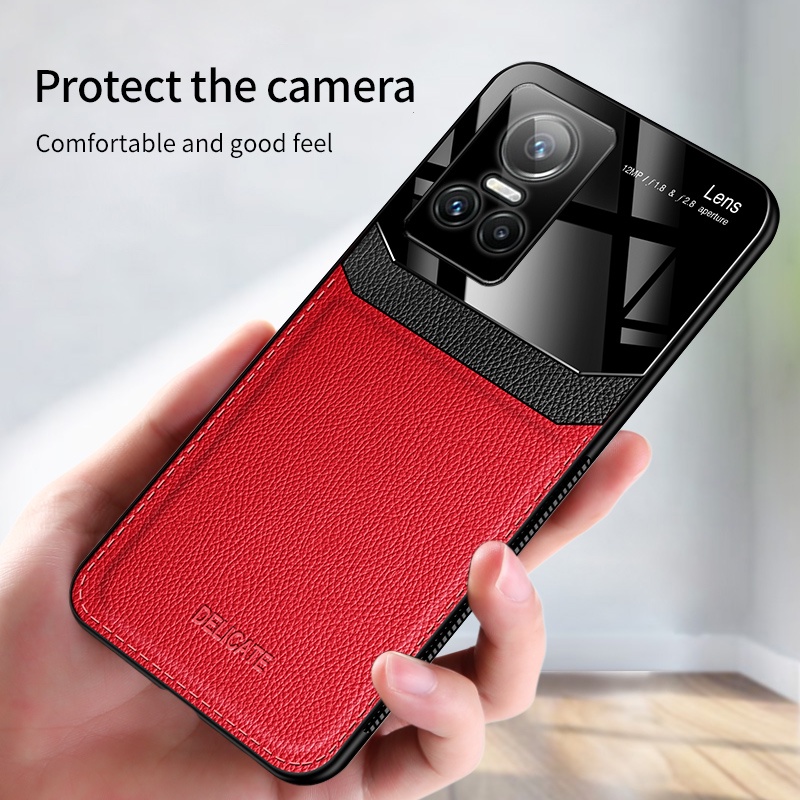 Chống Sốc Ốp Điện Thoại Da pu Mặt Gương Cho realme gt neo 2 3 8i narzo 50 x50 pro