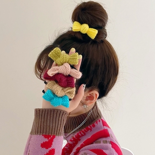 Dây Cột Tóc Cao Su Vải Len Đính Nơ Phong Cách Mori Hàn Nhật Đơn Giản Dành Cho Nữ