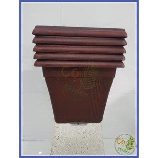 COMBO 5 Chậu Nhựa Vuông Giả Gỗ In Hoa Văn Nổi size 28x24.5 - Cọ garden