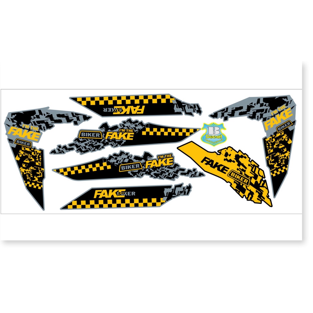 ( Quí khách vui lòng mang ra tiệm cho thợ dán ) Tem vario 150 FAKE BIKER xám xi măng