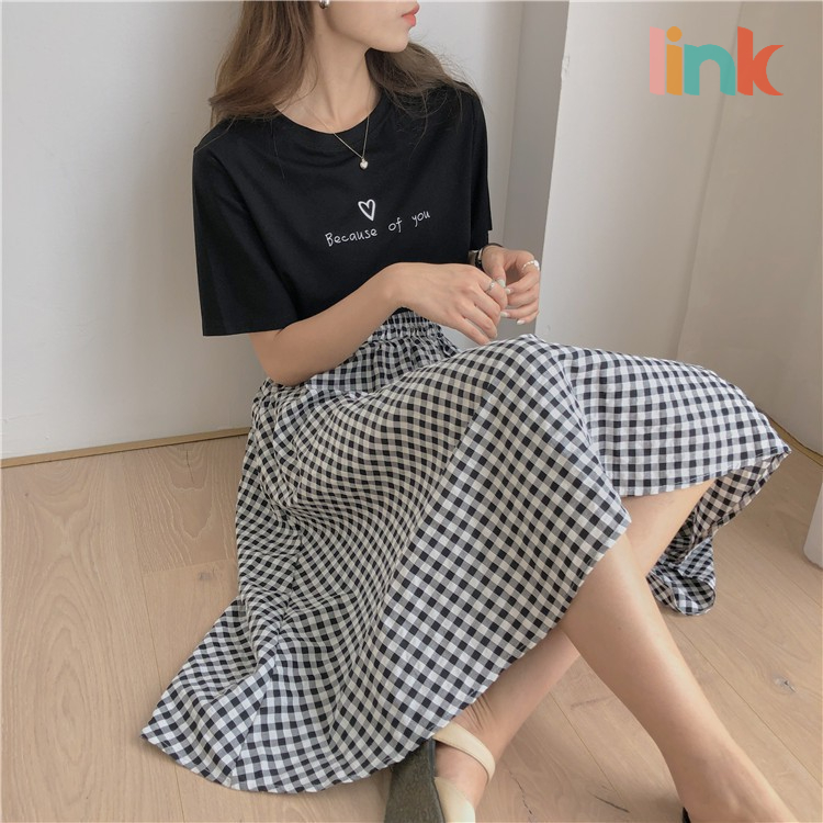 Áo thun tay lỡ BECAUSE OF YOU trái tim xinh dáng rộng unisex