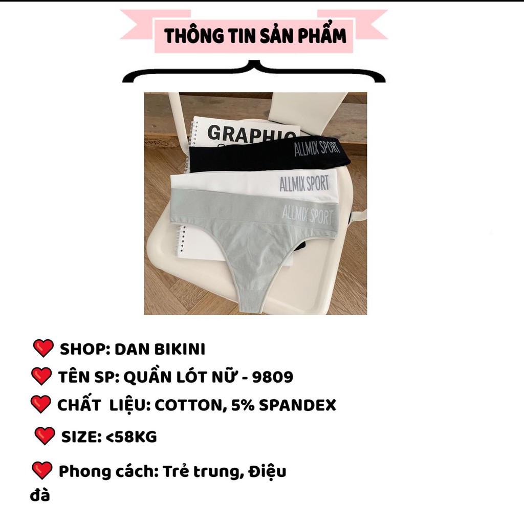 Quần Lót Nữ ❤️FREESHIP❤️ Quần Lót Cotton Lọt Khe phối cạp chữ cá tính mã 9809 | BigBuy360 - bigbuy360.vn