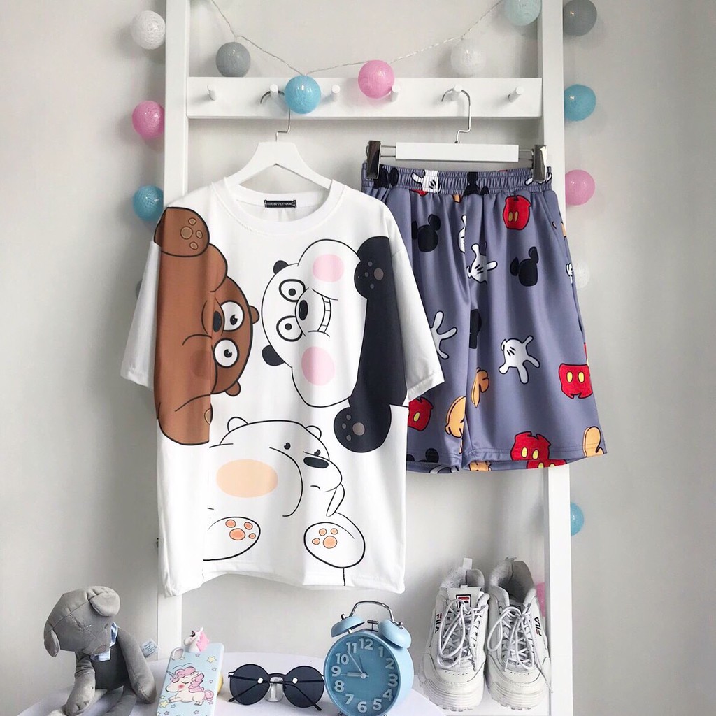 Set đồ bộ hoạt hình ❤️ Bộ mặc nhà Cartoon 3 CHÚ GẤU form rộng Freesize nam nữ Molly Fashion