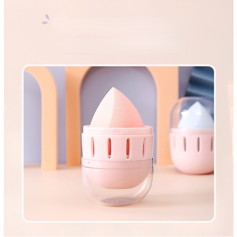 Hộp Đựng Mút Trang Điểm Hình Quả Trứng Trong Suốt Chống Bụi Thoáng Khí Có Nắp Đậy