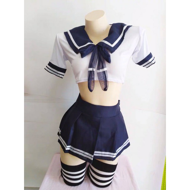 Bộ Đồ Ngủ Cosplay Sexy Nữ Sinh, Thủy Thủ Gợi Cảm - Gồm Áo Croptop Và Đầm Ngủ Dáng Xòe- Mã TT001 (Không Tất)  - QUIN BEE | BigBuy360 - bigbuy360.vn