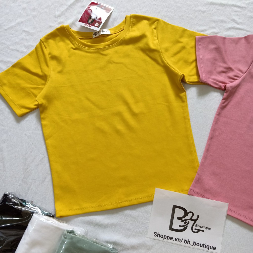 Áo croptop ôm body cổ tròn tay ngắn dành cho nữ