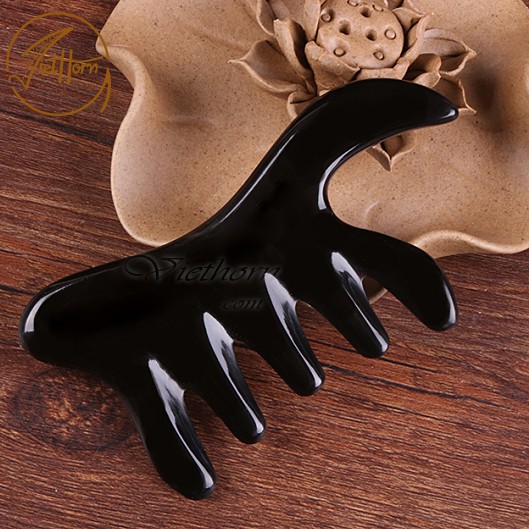 Lược mát xa đa năng bằng sừng VIETHORN chải tóc kết hợp massa mặt làm đẹp da, đánh tan stress