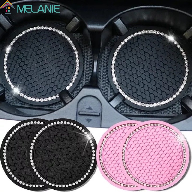 1 miếng lót bình nước bằng silicone chống trượt hình dấu chân chó đính đá sáng bóng cho xe hơi