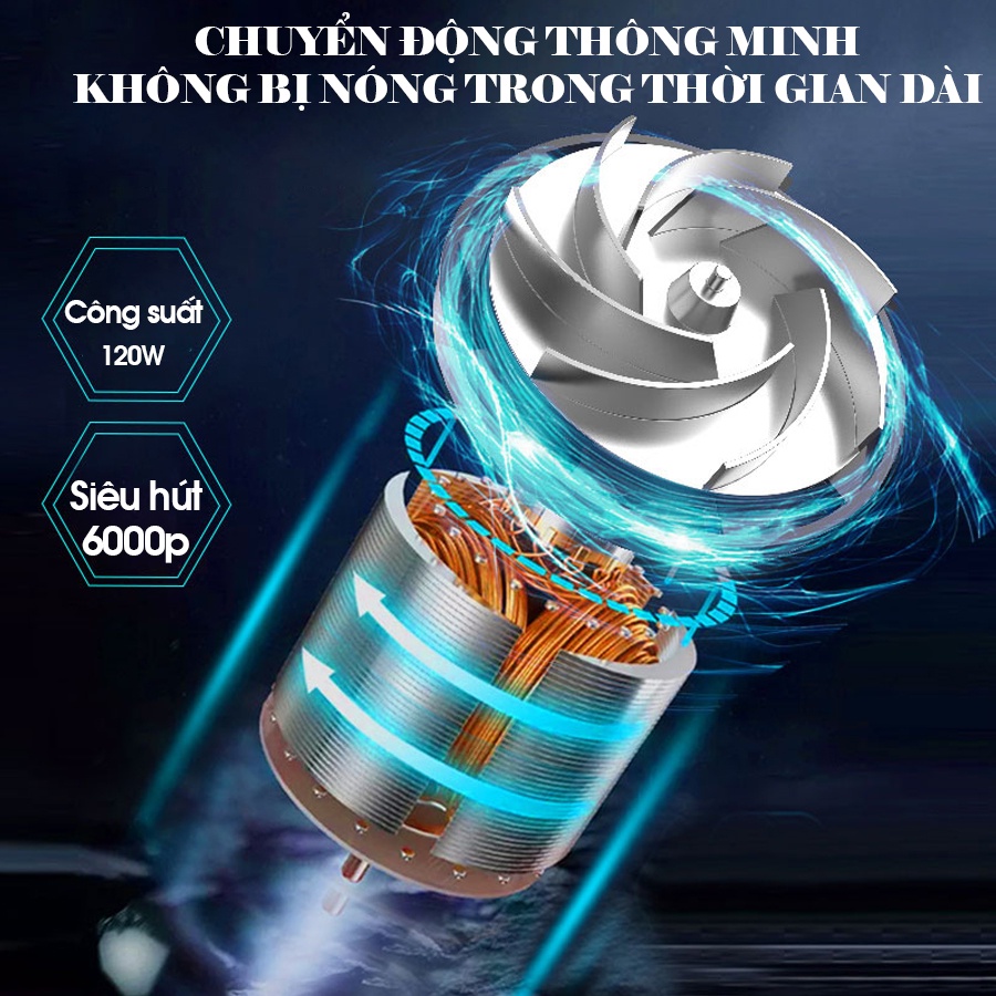 Máy hút bụi không dây cho xe hơi cao cấp - Hút mạnh, hoạt động êm ái và tiện lợi -BH12T-1đổi1-30ngày