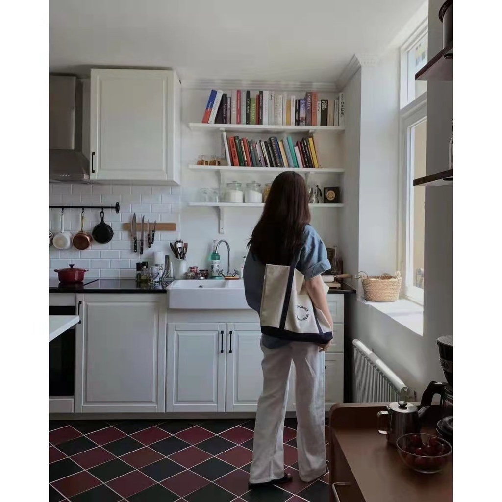 Niche Túi Tote Bằng Vải Canvas Sức Chứa Lớn Phong Cách Hàn Quốc Dễ Phối Đồ
