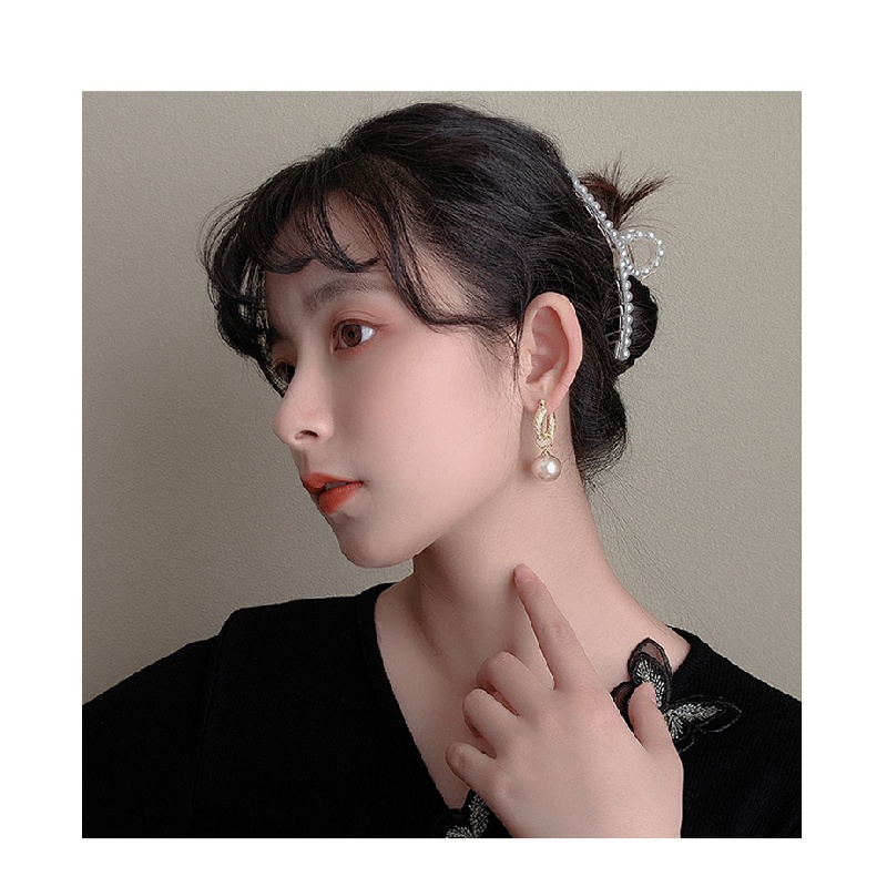MOCHASHUVintage Ngọc Trai Mặt Dây Chuyền Bông Tai Phong Cách Hàn Quốc Mạ Vàng Bông Tai Nữ Mới 2023 Phụ Kiện Thời Trang