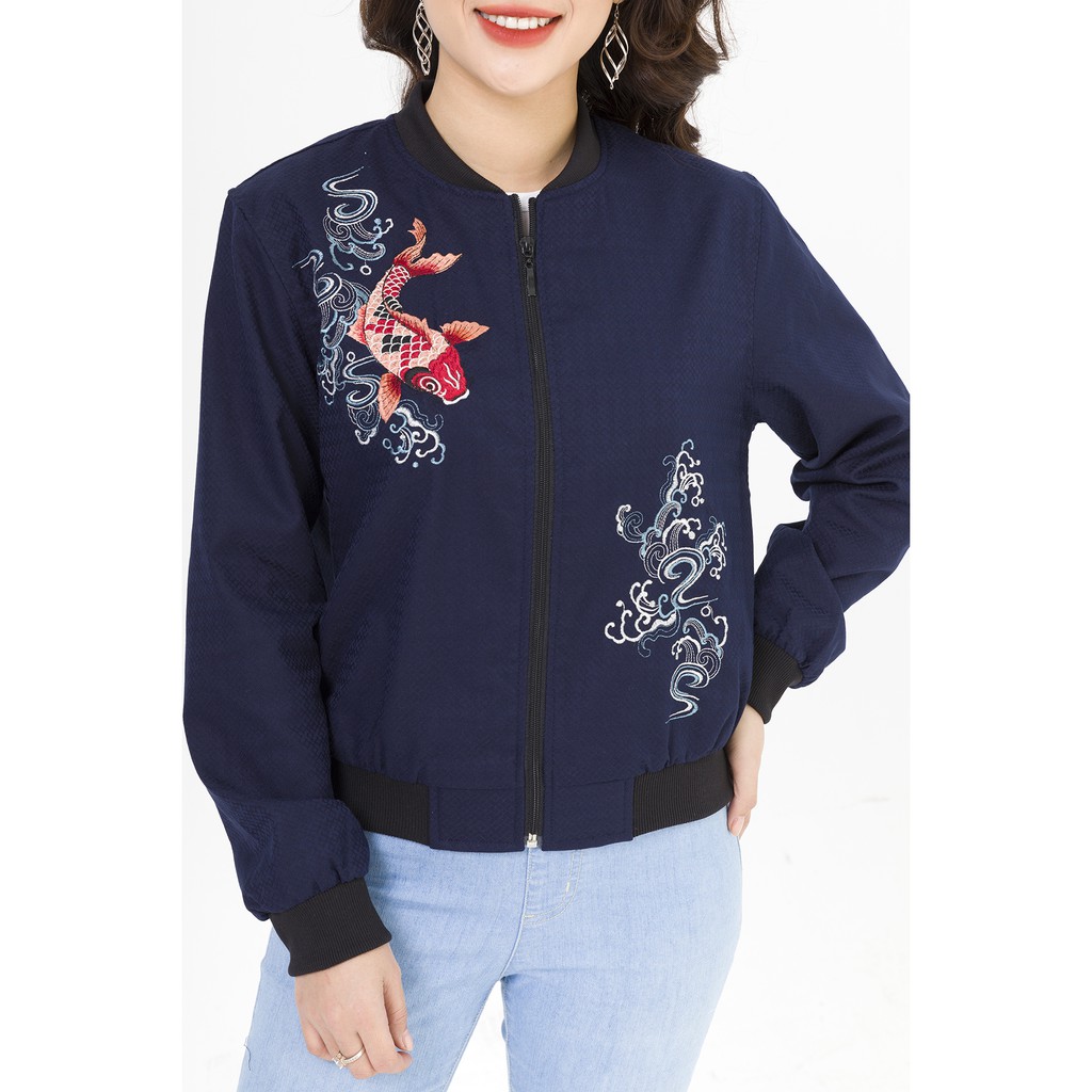 Áo Bomber Thêu Lamer L65O19T023 (Xanh Tím Than/Trắng)
