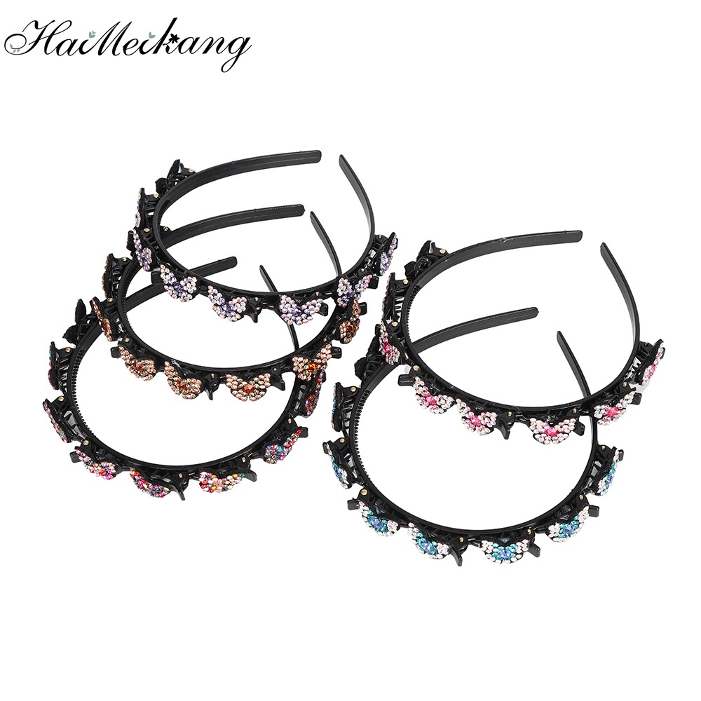 Băng Đô Haimeikang Cài Tóc Đính Đá Đơn Giản Chống Trượt Phong Cách Hàn Quốc