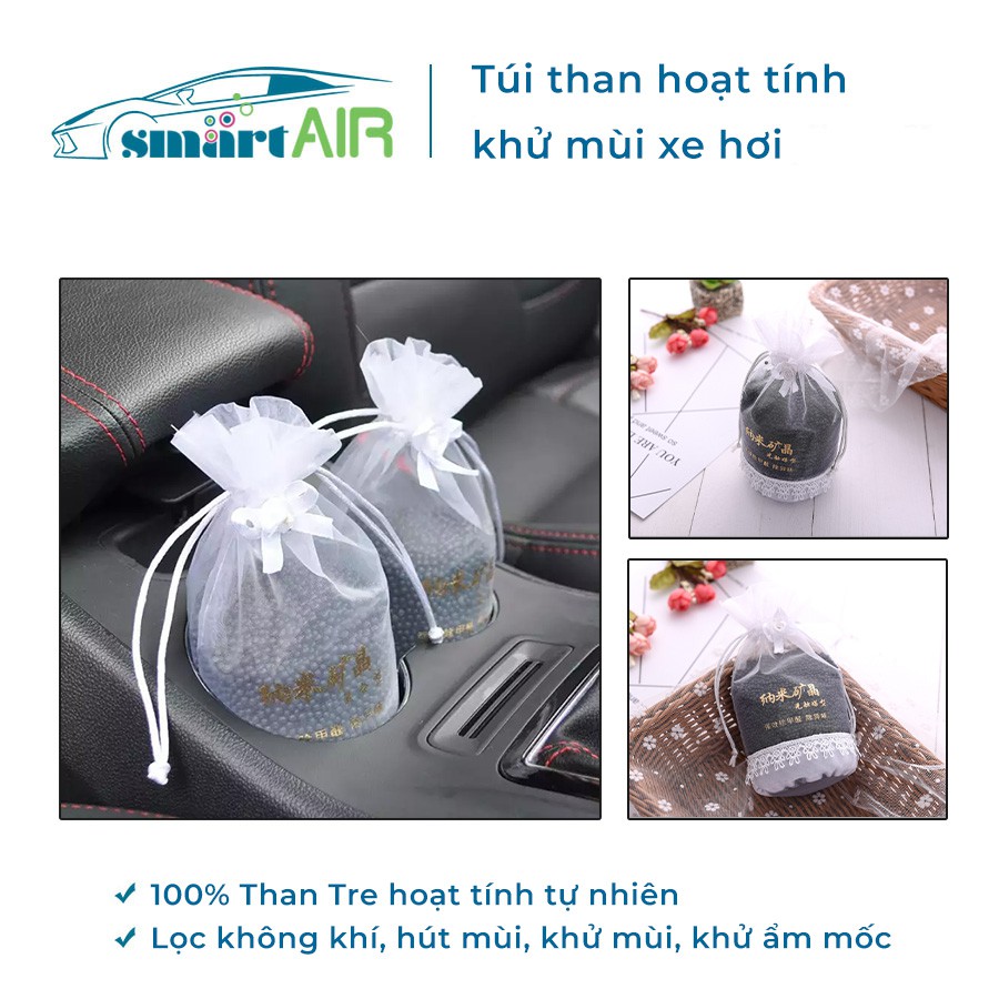 Túi than hoạt tính khử mùi ô tô in logo các hãng xe, than khử mùi xe ô tô diệt khuẩn 180gr cao cấp đủ logo các hãng xe